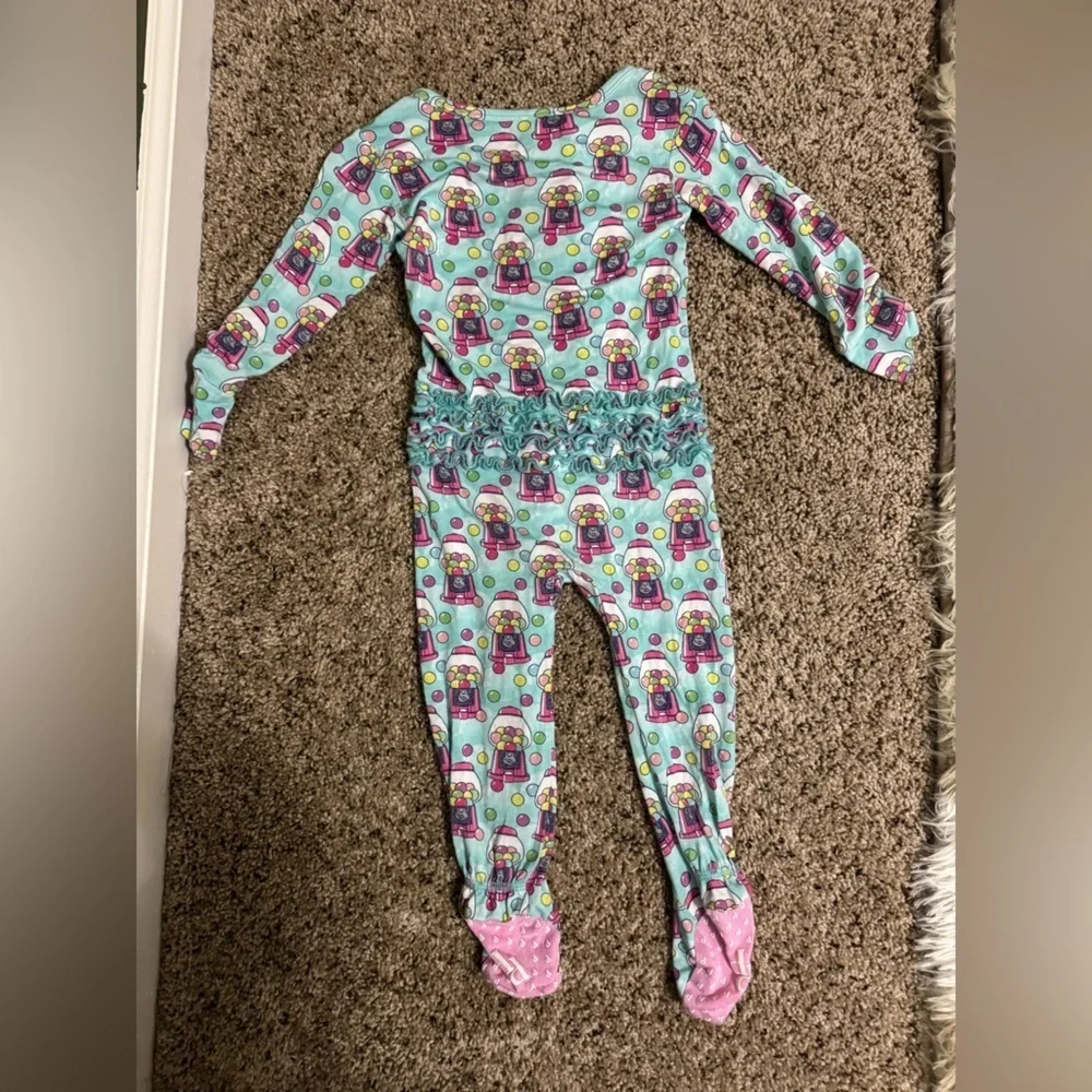 Posh Peanut Gumball Ruffle One Piece Footie Pajama